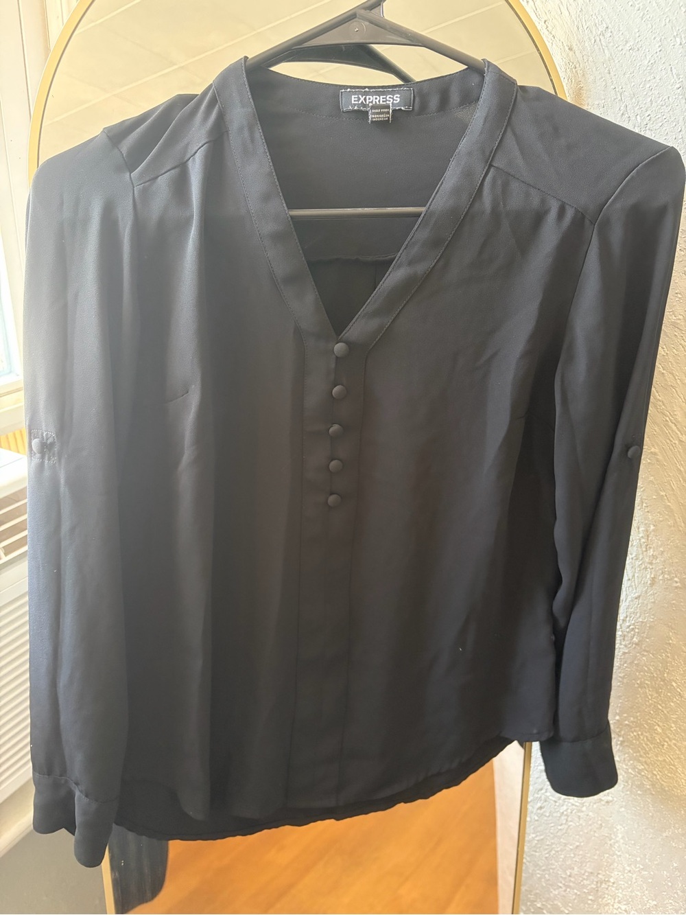 Abercrombie & Fitch Black Blouse with White Dot Print